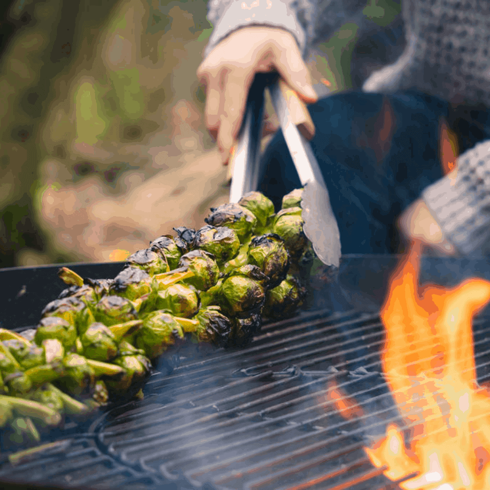 Charred Brussel Sprout Trees cooked over the fire recipe