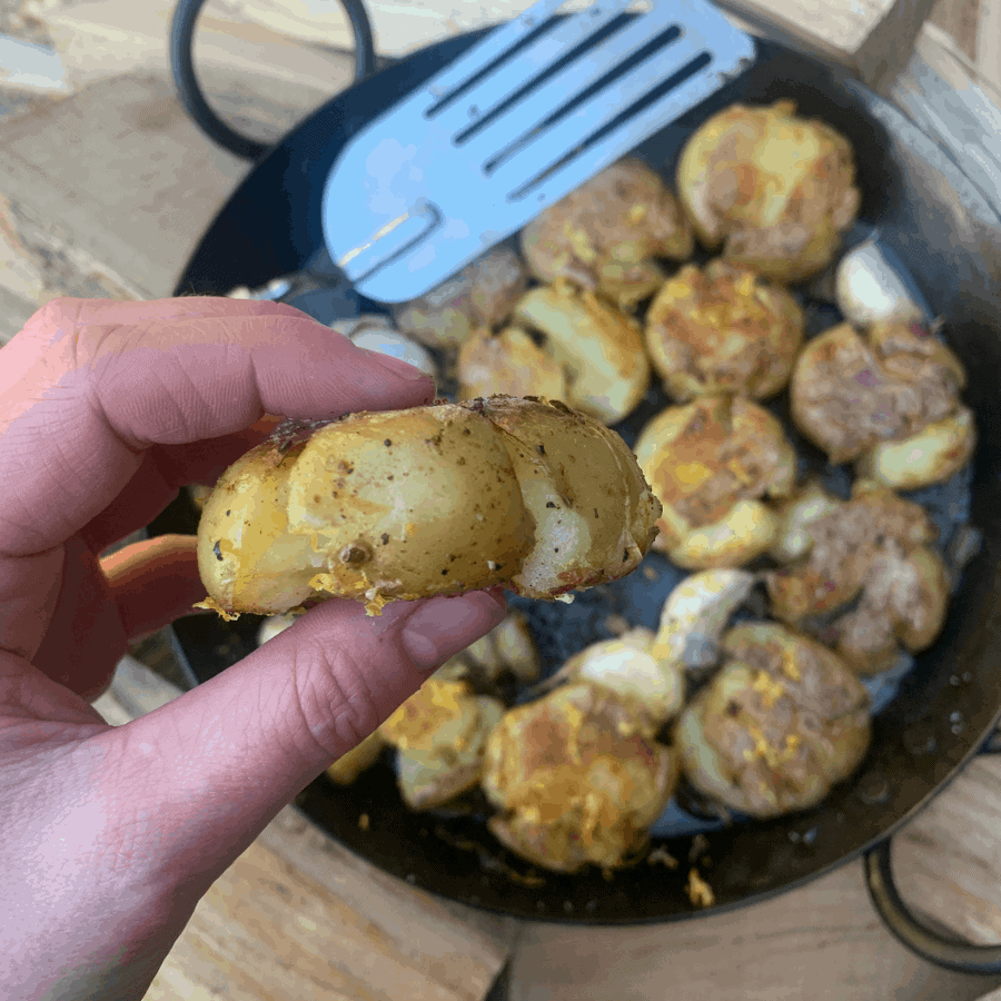 potatoes, squashed potatoes